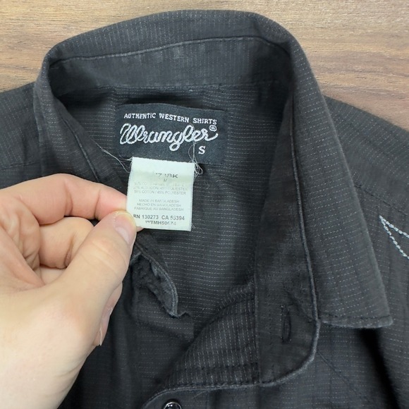 Wrangler Mens Black Western Cowboy Embroidered Button Down Shirt Small WTMH50674 - Picture 4 of 6